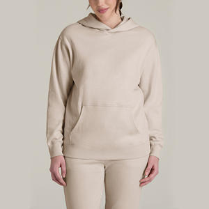 2025 venta al por mayor de alta calidad comodidad algodón 80 algodón 20 poliéster cuello alto bordado Color liso cuello redondo mujeres sudaderas con capucha - Product Image 1