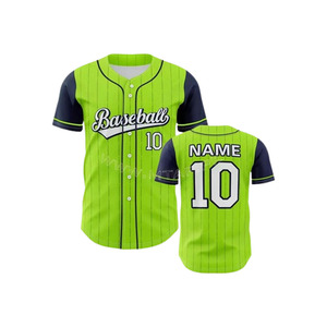 Imprimé personnalisé hommes à manches courtes à fines rayures Baseball Jersey respirant retour uniforme avec motif de lettre 3D - Product Image 5