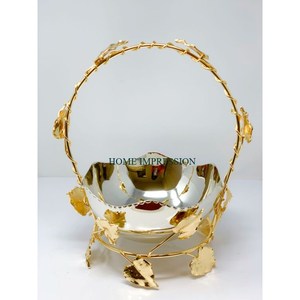 Cuenco para servir alimentos de latón de alta calidad, forma redonda, cuenco y plato de exhibición de frutas de Metal pulido brillante para accesorios de restaurante en casa - Product Image 2