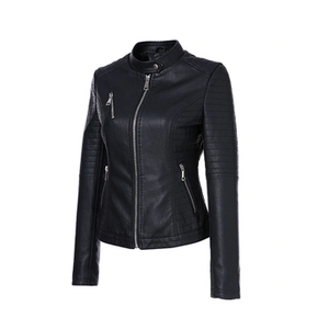 Qualité supérieure 100% cuir véritable fait dames marron motard veste Logo en relief personnalisé femmes vestes en cuir - Product Image 5