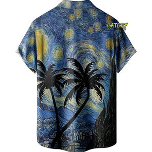Vente en gros OEM de chemises hawaïennes à manches courtes avec logo personnalisé pour hommes chemises de vacances à la plage - Product Image 3