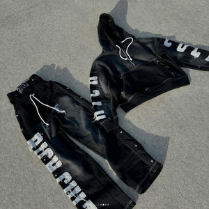 400แกรมเสื้อมีฮู้ดผ้าฟลีซ Boxy สำหรับผู้ชายโอเวอร์ไซส์ซักได้แอซิดสีจางแนวสตรีทแวร์วินเทจ - Product Image 2