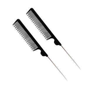 Compre un peine profesional de corte de acero inoxidable al por mayor, peine Antiestático de cola de pasador largo con logotipo para trenzas de cabello - Product Image 5