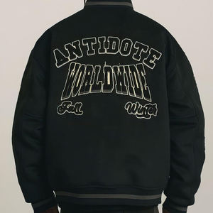 Chaqueta Universitaria de Béisbol Personalizada para Hombre, Bordado de Alta Calidad, Estilo Bomber, Manga Corta de Cuero, Talla Grande - Product Image 3