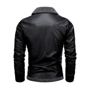 Fabricant de vestes élégantes à col en fourrure pour hommes Nouvelle veste en cuir PU pour hommes Veste homme en gros de conception personnalisée - Product Image 3
