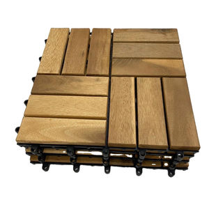 Carreaux de terrasse extérieurs imbriqués de haute qualité Acacia en bois massif 300x300mm Matériau plastique antidérapant Contemporain Vietnam - Product Image 1