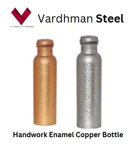 Handwork Enamel Copper Bottle 1 LTR, un chef-d 'œuvre de l'artisanat L'émail du travail manuel rencontre le cuivre, Copper Flask 1000 ML - Product Image 4