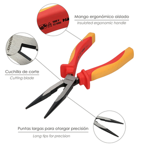 Pinze a bocca dritta 200 mm. Mangos Aislati VDE da 1.000 V. Acciaio Cromo Vanadio - Product Image 3