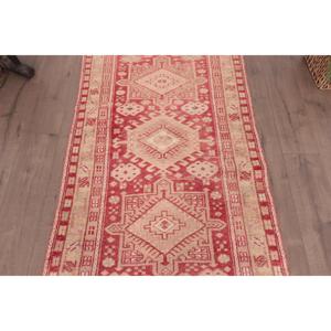 Vintage Accent Rug, 3.3x6.1 ft Turkish Rug, <b>Red</b> <b>Wool</b> Rug - Product Image 3