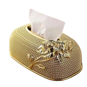 Hammered Copper Metal <b>Tissue</b> Storage Box Organizer and Decorative Table Top Napkin Holder <b>for</b> Bathroom Use - Product Image 2