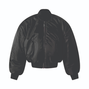 Blouson bomber en satin polyester noir personnalisé pour homme, épais et matelassé, avec taille plus, streetwear surdimensionné, vestes pour homme - Product Image 6