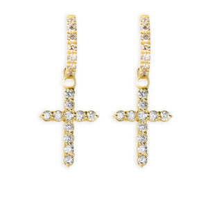 New Arrivals Luxury 14K Gold VVS Lab Grown Diamond <b>Earrings</b> Elegant <b>Cross</b> Hoop for <b>Men</b> and Women for Wedding Hip Hop Occasions - Product Image 1
