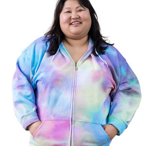 Oem Mujeres Custom Tie & Dye Rainbow Colors Hoodie & Shorts Work Out Set Street Wear Hoodie Patrón Sólido - Product Image 4