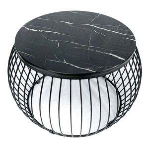 Modern Simple 72x72x45cm Convertible <b>Sofa</b> <b>Table</b> Durable Stone Top and Powder-Coated Iron Frame Tea <b>Table</b> Side <b>Table</b> TT68136 - Product Image 1