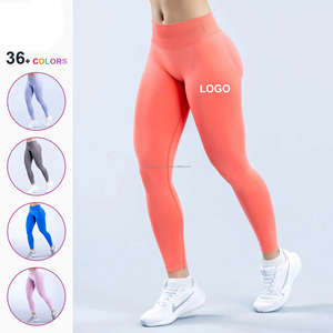 Legging de yoga grande taille à taille côtelée trois niveaux, haute élasticité, sans couture avant, effet froncé aux fesses, pour gym et fitness - Product Image 1