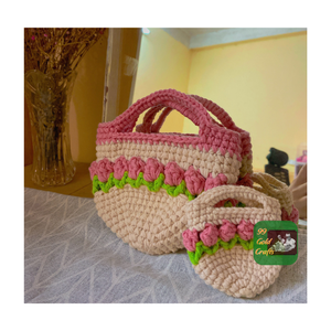 BOLSO VINTAGE DE GANCHILLO DE HILO DE LANA MONEDERO HECHO A MANO PARA MUJER TOTE LIGERO PARA LOOK MODERNO - Product Image 5