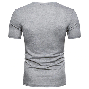 T-shirt décontracté à manches courtes en coton 100% tricoté à col en V ajusté pour homme sur mesure, fabrication OEM ODM - Product Image 4