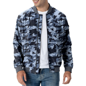 Veste de bombardier de vol à fermeture éclair camouflage pour hommes de haute qualité coupe ajustée légère avec tissu satiné Logo personnalisé col à capuche longue longueur - Product Image 1