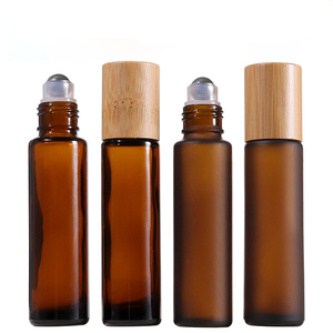 Flacon roll-on en <span class=keywords><strong>verre</strong></span> de 10 ml avec bille en bambou pour huiles essentielles et parfums - Product Image 2