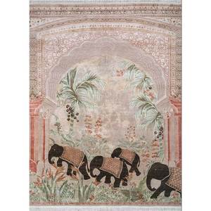 พรมขนสัตว์และไหมถักมือสีโรสเบจและสีน้ำตาล สำหรับห้องนั่งเล่นวัยรุ่นหรือทางเดิน ดีไซน์รูปสี่เหลี่ยมผืนผ้าแบบใหม่-SLR-7068 - Product Image 1