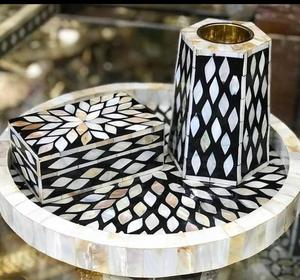 Coffret cadeau de luxe pour le ramadan arabe Boîte de plateau de brûleur Bakhoor incrusté de perles de mère Brûleur de oud pour la grâce de Dieu pour religieux d'outre-mer - Product Image 1