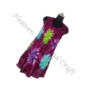 Belle multicolore rayonne cravate teinture chaude coupe ajustée bohème soirée plage porter les femmes porter étage longueur Maxi robe - Product Image 5