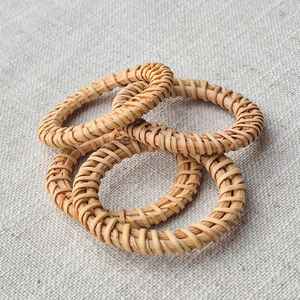 Stylish Rattan Napkin <b>Rings</b> Elegant Dining Experience Wicker Table Decor - Product Image 1