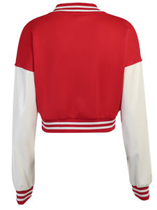 Vente en gros de veste universitaire recadrée de style vintage pour femmes avec logo personnalisé Nouvelle veste de baseball universitaire personnalisée à la mode pour femmes - Product Image 3