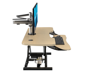 Convertidor de escritorio de pie eléctrico VersaDesk PowerPro Elite, escritorio de oficina de arce negro ajustable en altura moderna - Product Image 3