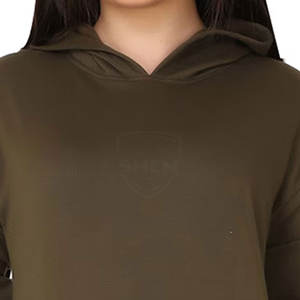 เสื้อมีฮู้ดสำหรับผู้หญิงสีทึบทำจากผ้าฝ้ายที่มีคุณภาพสูงดีไซน์ใหม่ - Product Image 5