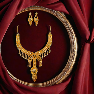 Conjunto de pendientes de collar más vendido con estilo de moda chapado en oro de 22 quilates, conjunto de pendientes de collar para mujer, joyería - Product Image 3