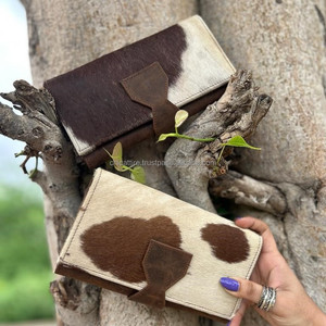 Portefeuille en cuir de fourrure de vachette embrayage cheveux sur fourrure de peau multi-usages sac à main en cuir de veau pochette pochette Western femmes utilise pochette - Product Image 2