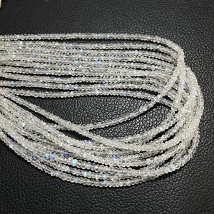 Cuentas facetadas de piedra lunar de arcoíris blanco Natural con forma de Rondelle al por mayor para la fabricación de joyas - Product Image 5