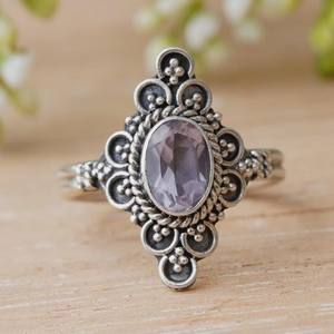 Anillo de Plata de Ley con Iolita Hecho a Mano, Joyería con Piedra Preciosa Azul Púrpura, Elegante Regalo para Mujer, Diseño Bohemio - Product Image 2