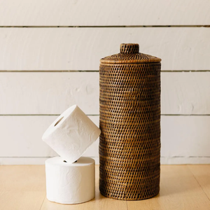 Porte-papier toilette en rotin, conteneur en rotin naturel, fait à la main, rangement de salle de bain - Product Image 1