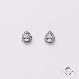 Boucles d'oreilles solitaires en cristal en argent sterling 925 - ton or - Product Image 2