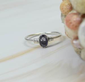 Handmade <b>925</b> Sterling <b>Silver</b> Vintage Style <b>Ring</b> <b>with</b> Iolite Diamond Fine Jewelry for Engagement Parties Direct From India - Product Image 2