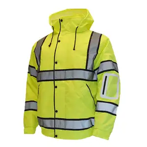 Jaket reflektif lembut Hi Vis kualitas terbaik mantel tahan air jaket keselamatan kerja/tahan angin/pakaian kerja luar ruangan