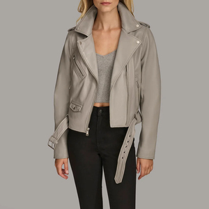 Chaqueta de cuero de motorista diseño personalizado de alta calidad ganuine piel de oveja moto biker Casual chaquetas de mujer precio barato personalizado - Product Image 3