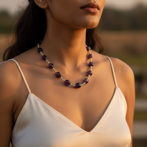 Collar de Cristal Amatista con Cadena de Plata 925 para Mujer - Product Image 1