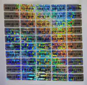 Papier adhésif holographique imprimé sur mesure, autocollants holographiques, numérotation par paire pour les étiquettes d'emballage de produits, modèle d'étiquette Digitech P26 - Product Image 1