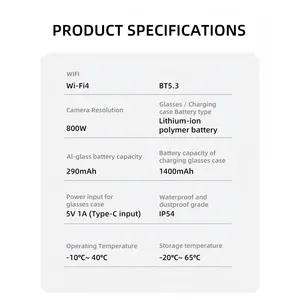 Gafas Inteligentes AOSENWELL M02 ProMax con IA, Cámara de 13MP y 1080P, Resistentes al Agua IPX-5, Traducción en Tiempo Real para Primera Persona - Product Image 4