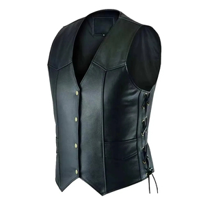 Gilet vintage pour homme en cuir véritable, respirant et coupe-vent, style cowboy et motard vieilli, service OEM, streetwear décontracté - Product Image 2
