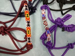 Licol en corde de cheval fait à la main avec un design fantaisie en cuir noué et nylon style Western Saddle - Product Image 6