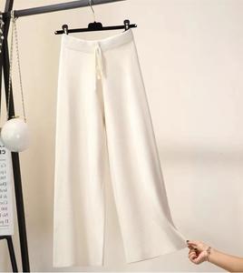 Pantalon en maille unie 100% polyester, taille haute, coupe régulière, imperméable, respirant, pour femmes, streetwear décontracté, élastique - Product Image 6