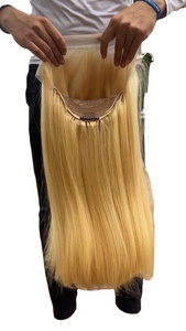 Peluca de Cabello Humano con Frente de Encaje Transparente, Lisa, Rubia, sin Pegamento, para Uso Diario y en Salón - Product Image 4