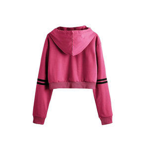 2025 Autumn Women's Long Sleeve Pullover Hoodie & Sweatshirt Solid Color <b>Crop</b> <b>Top</b> Hoodie for Winter - Product Image 6