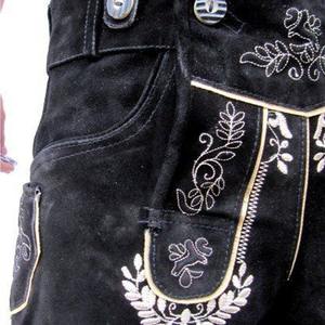 Nouvelle arrivée léger hommes bavarois Lederhosen toile cuir pantalon broderie solide écologique Vintage Oktoberfest - Product Image 4