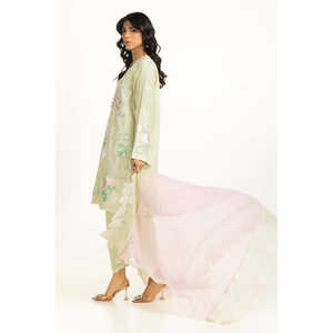 Conjunto de Traje Bordado de 3 Piezas en Viscosa y Seda Cruda para Mujer, Elegante y con Estilo, IPSTD-44742 - Product Image 4