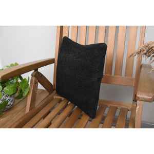 Almohada de lana Kilim Vintage a rayas sutiles, cojín decorativo de lujo de 14x14 pulgadas para sofá tejido con patrón esponjoso y hojas - Product Image 3